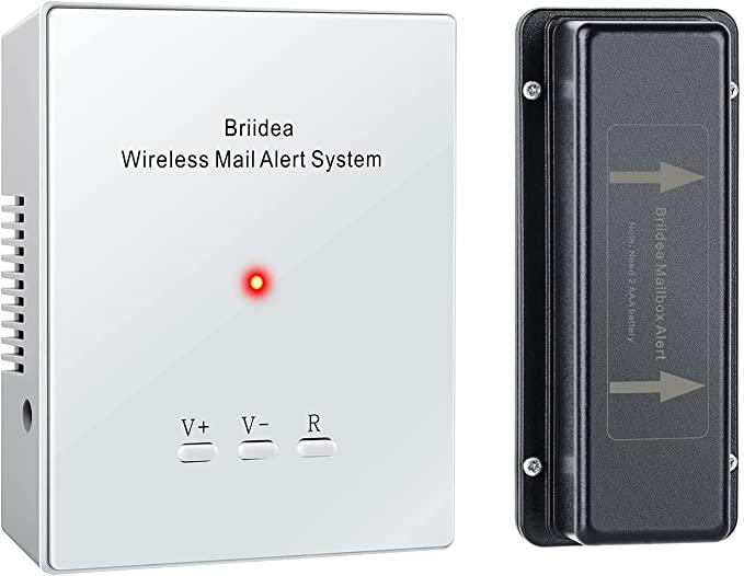 Mailbox Alarm, Briidea 500ft Wireless Mailbox Alert with LED Light Fla