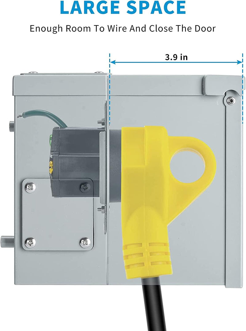 Temporary Power Outlet Panel, Briidea RV Panel Outlet with a 20, 30, 50 Amp  Receptacle Installed, Prewired, Weatherproof