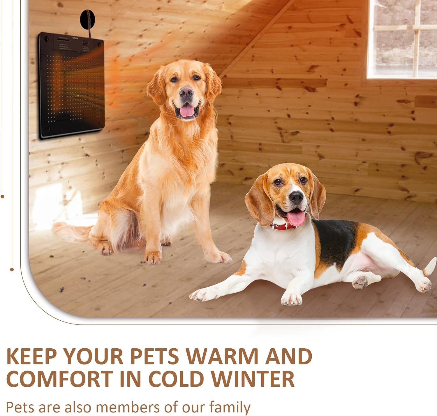 Briidea 140W Dog House Heater, Adjustable Temperature (40℉-140℉), Anti-Chew Cord, Ultra-Quiet & Slim Design, Perfect for Chicken Coops, Rabbit Cages, Cat Houses, Ensure Your Pets Stay Warm in Winter - briidea