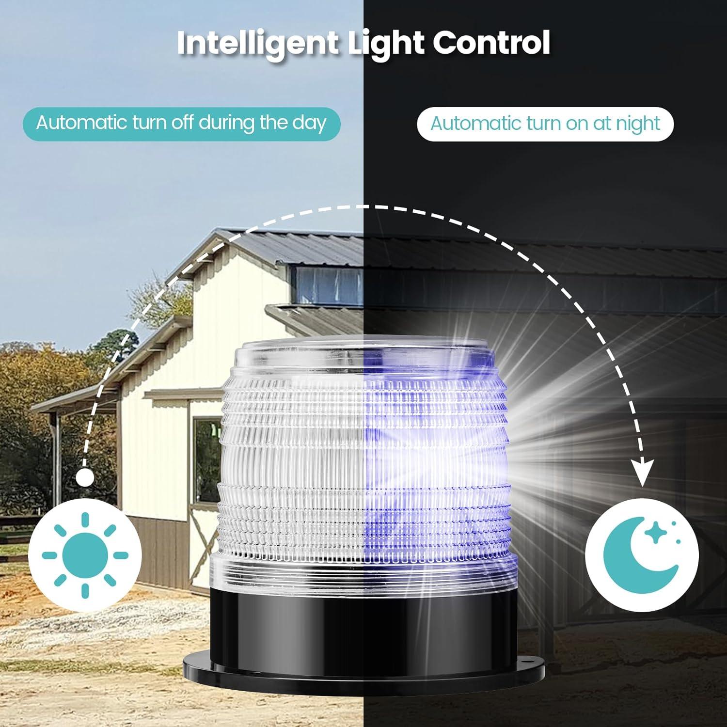 Night Predator Deterrent, Briidea Solar Predator Control Light with Batteries, 360° Highlighting LED Bright to 1.6KM Away, Automatic Turn On at Night, Protect Crops and Poultry - briidea