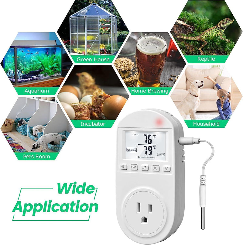 Thermostat Socket with Sensor, Temperature Controller Socket Heating  Digital Temperature Controller with LCD Screen Thermostat Switch for  Greenhouse Seed Germination Aquarium Fridge : : Home & Kitchen