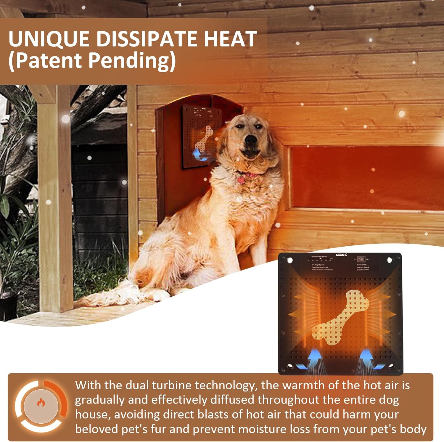 Briidea 140W Dog House Heater 40 140 Adjustable Temperature Anti