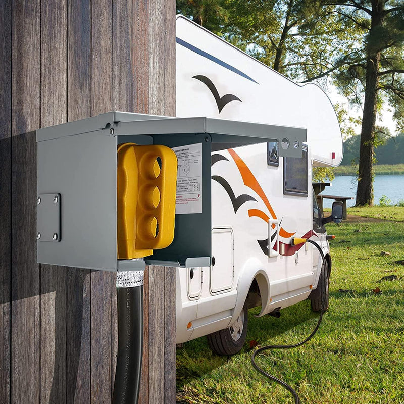  VEVOR 50 Amp RV Power Outlet Box, 125/250 Volt, Enclosed  Lockable Outdoor RV Receptacle Box, NEMA 14-50R Weatherproof Electrical  Panel, for RV Camper Trailer Motorhome Electric Car, UL Listed Outlet :  Automotive