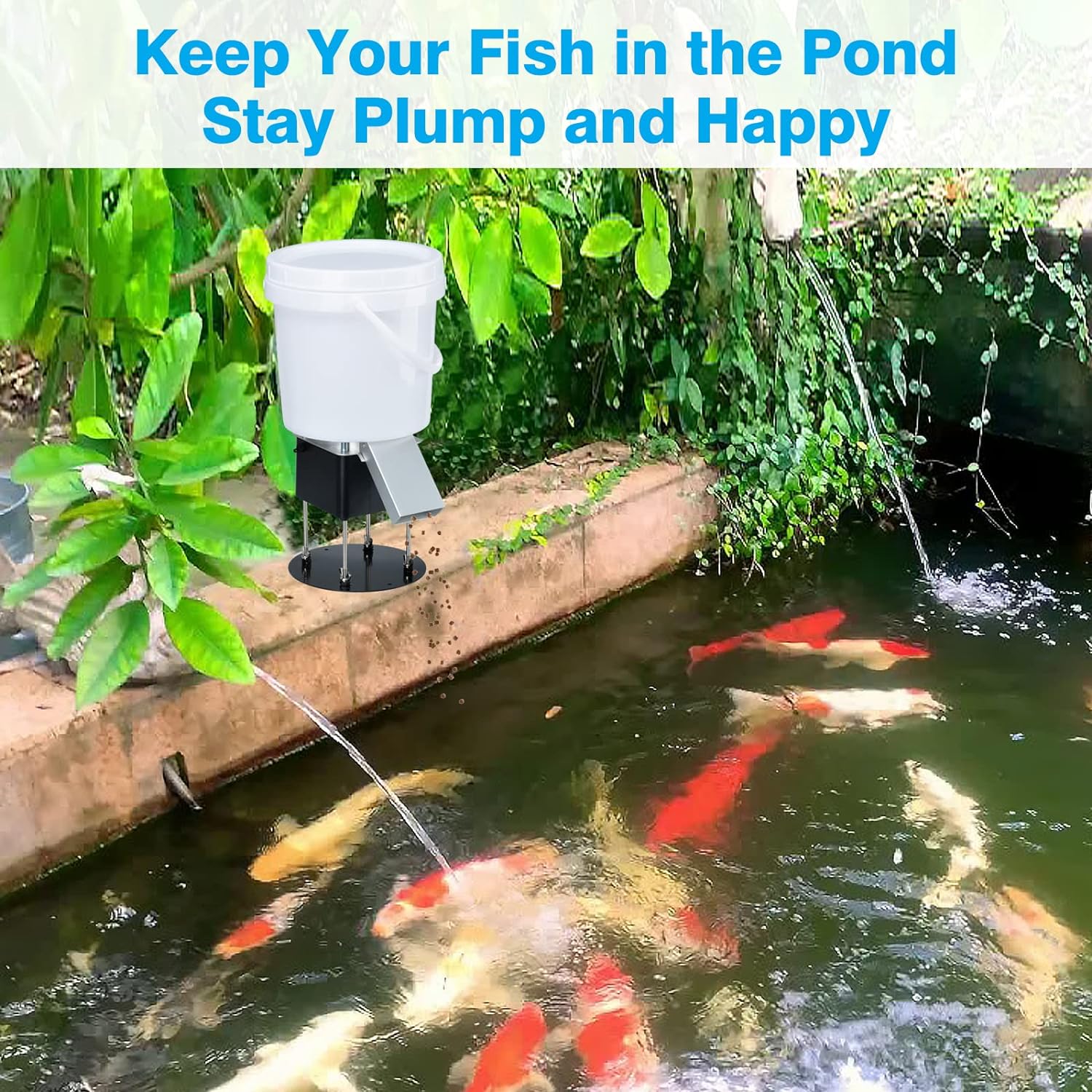 Pond Fish Feeder, Briidea Automatic Fish Feeder for Pond with Animal-Proof Design, 4L Large Capacity, Low Battery Alert, Perfect for Daily & Vacation Feeding