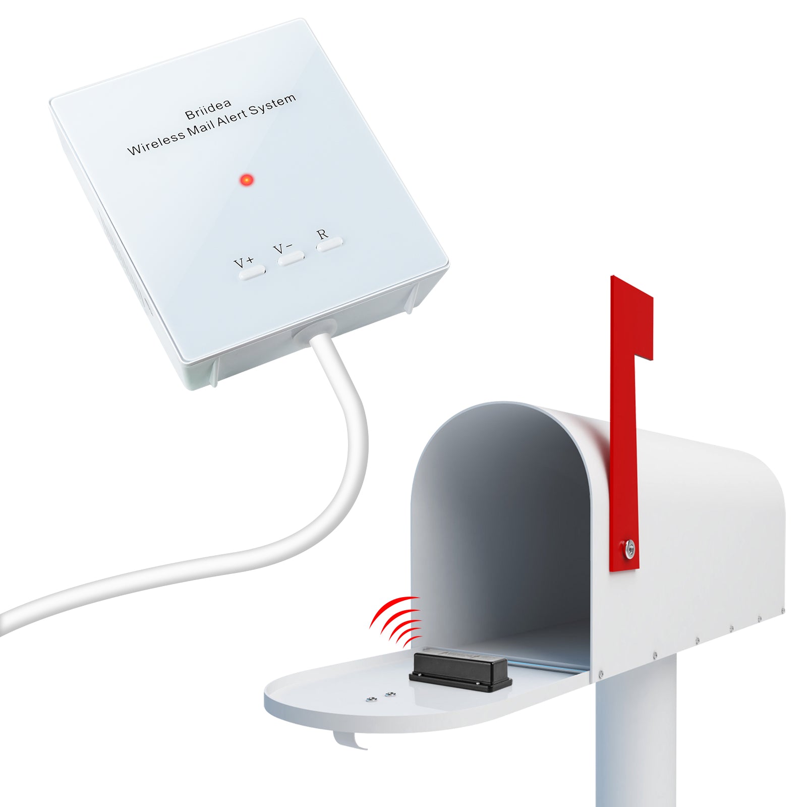 Briidea 500ft Wireless Mailbox Alarm with LED Light