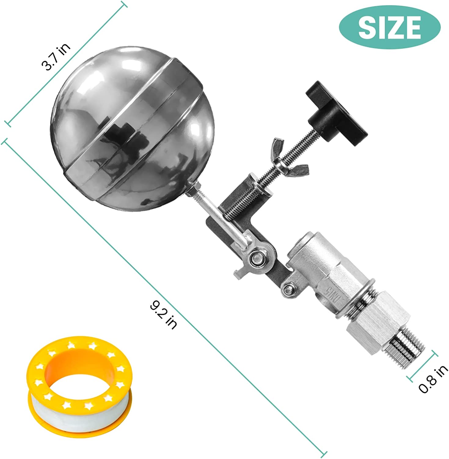 Pool Auto Fill Float Valve, Briidea Adjustable Screw Float Valve with Replacement 3/8'' NPT Male Thread, Perfect for Fountain, Pools, SPA, Water Tanks