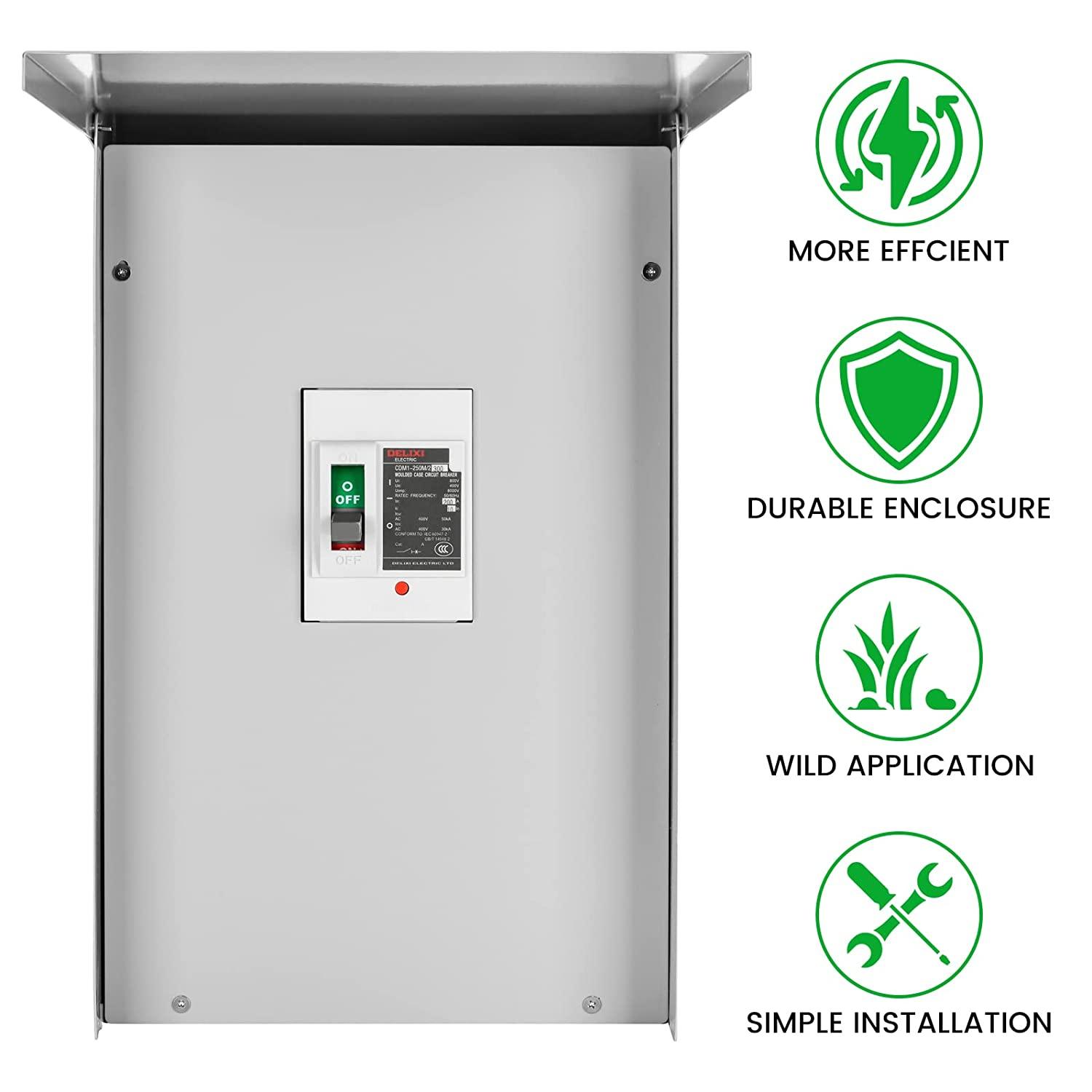 200 Amp Disconnect Outdoor Circuit Breaker Enclosure, Briidea Electrical  Panel with Main Breaker, IP 65 Waterproof Suitable for Outdoor