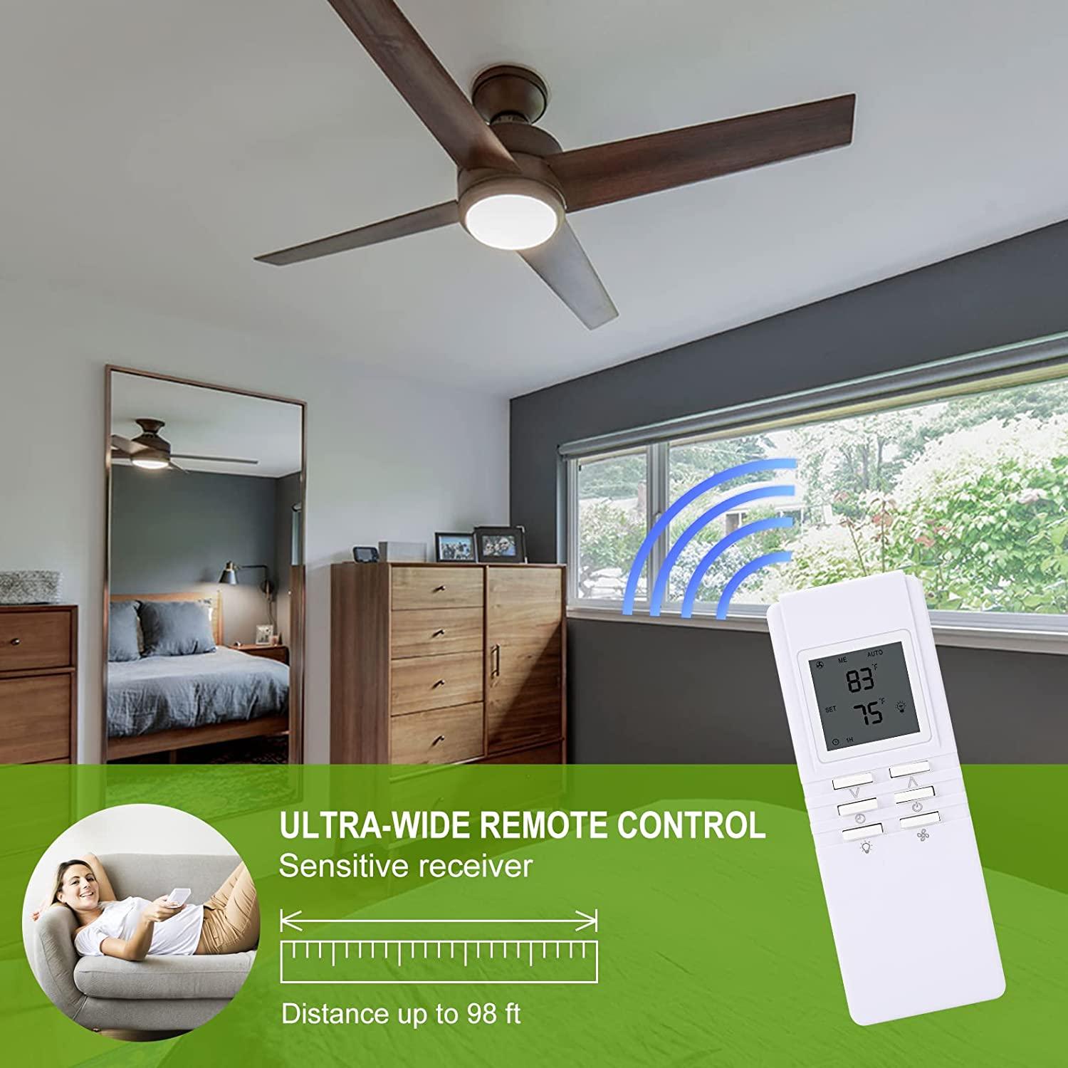 Ceiling Fan Remote Control Kit, Briidea 4-in-1 Universal Ceiling Fan Light Remote Kit with Temperature Control, Compatible with Hampton Bay, Hunter, Westinghouse, Honeywell Ceiling Fan Light - briidea