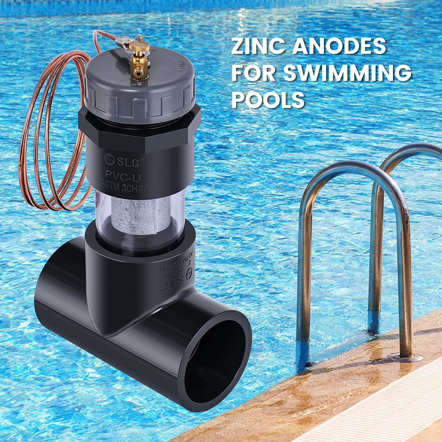briidea New Install 2'' Inline Zinc Anodes for Saltwater Pools