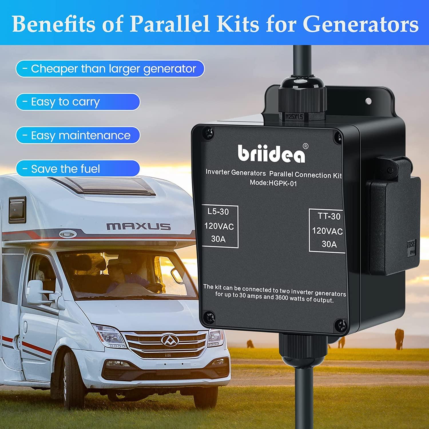 Briidea 30-AMP 3600-Watt Generator Parallel Kit for Inverter Generators, Compatible with WEN Generators, RV Ready - briidea